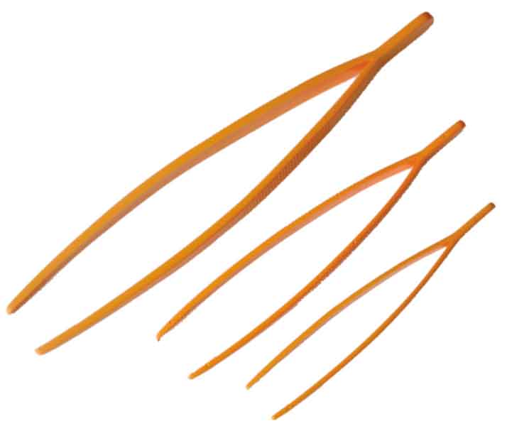 Assortimento di pinzette in plastica gialla Assortimento di pinzette in plastica gialla