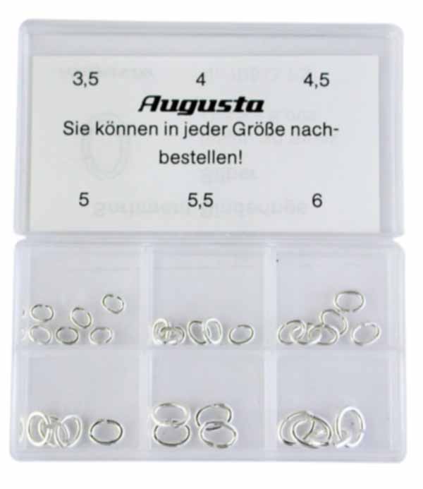 Assortimento anellini ovali, argento, 3,5 - 6 mm, 30 pz. Assortimento anellini ovali, argento, 3,5 - 6 mm, 30 pz.