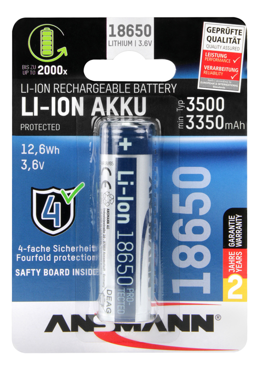Ansmann batteria ricaricabile agli ioni di litio 18650 3400 mAh Ansmann batteria ricaricabile agli ioni di litio 18650 3400 mAh