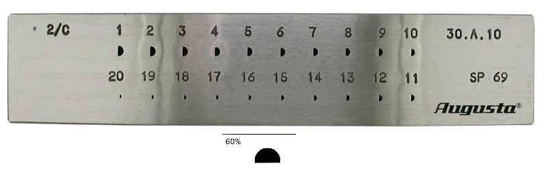 Trafila a forma di goccia 72 % in acciaio Ø 3,0 a 1,0 mm