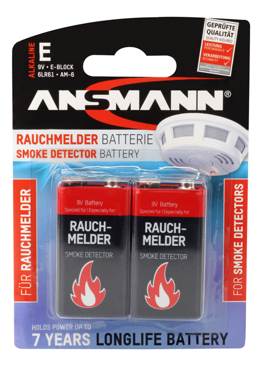 Ansmann 9V block Alkaline specially for smoke detectors Ansmann 9V block Alkaline specially for smoke detectors