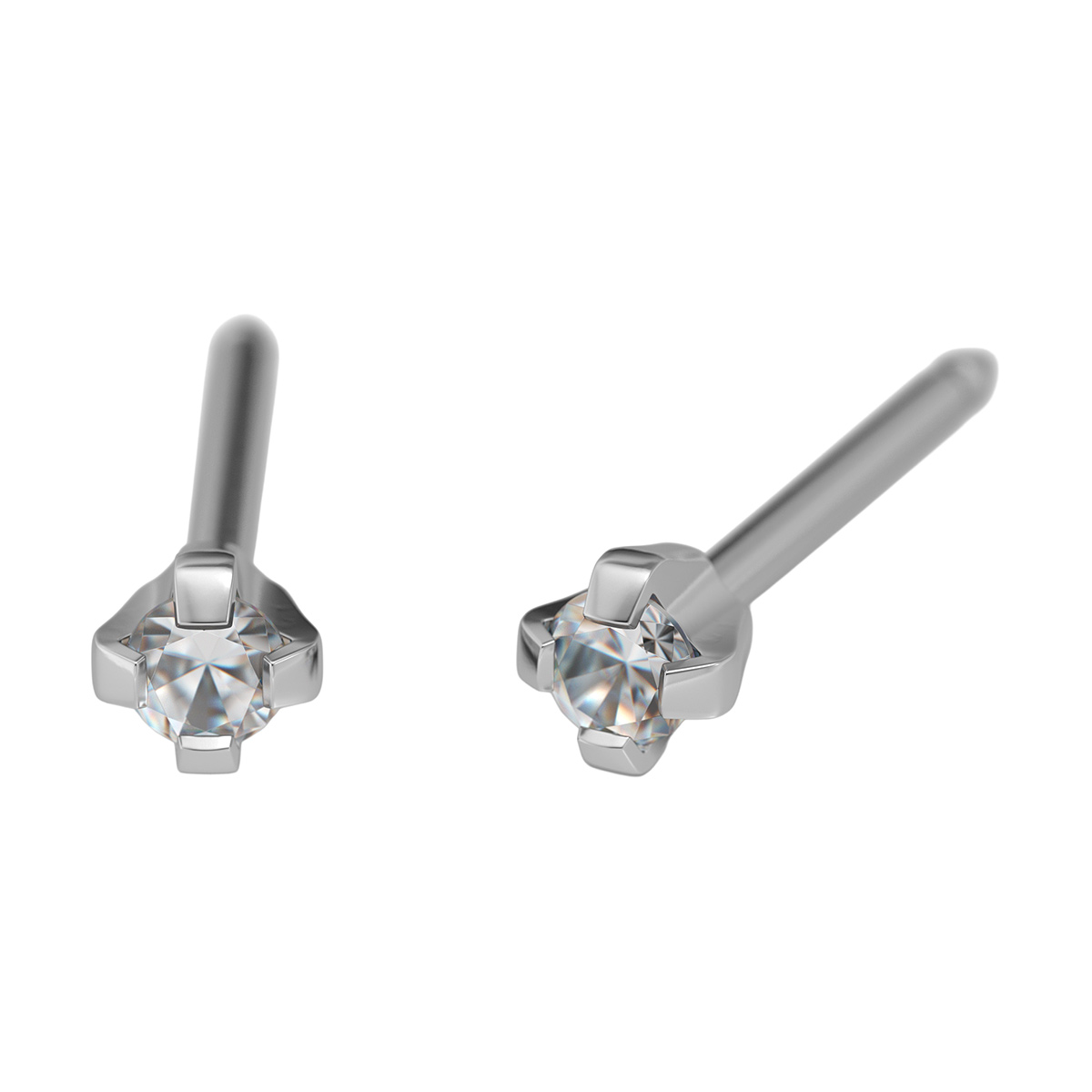 System 75 ear studs, 18 ct yellow gold white rhodium plated