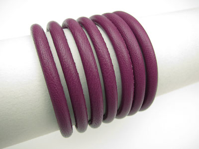 Nappa leather with core, round lined, Ø 4 mm, barberry Nappa leather with core, round lined, Ø 4 mm, barberry