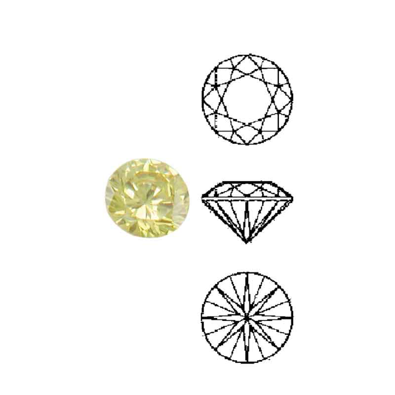 Jewels snythetic cubic zirconia yellow, round