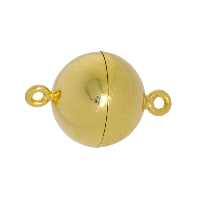 Magnetic clasp ball silver gold plated, polished 10 mm